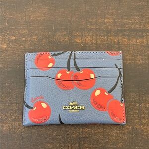 Coach Blue and Red Cherry Card Holder
